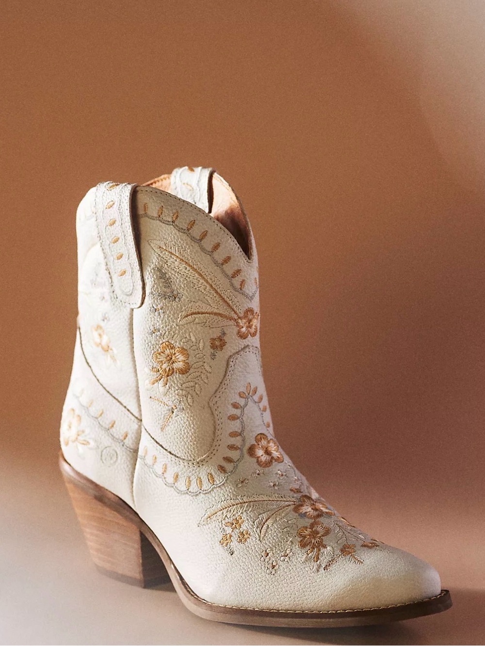 Dingo 1969 Primrose Embroidered Leather Western Booties White